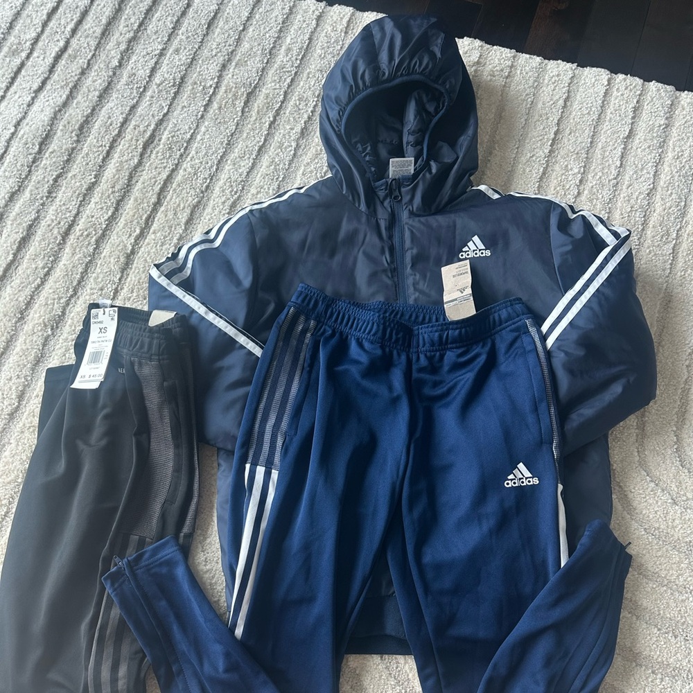 Adidas jacket and N E W track pants